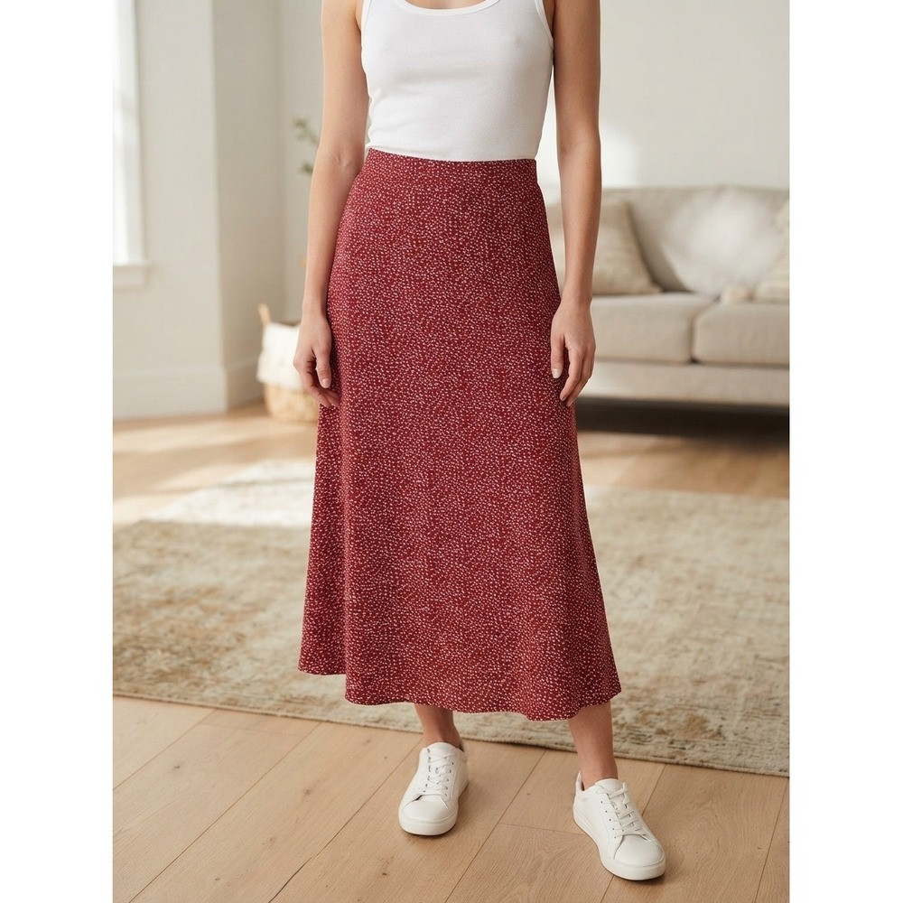 Brandy Melville Red Ditsy Floral Midi Skirt Cottagecore Girlhoodcore Boho